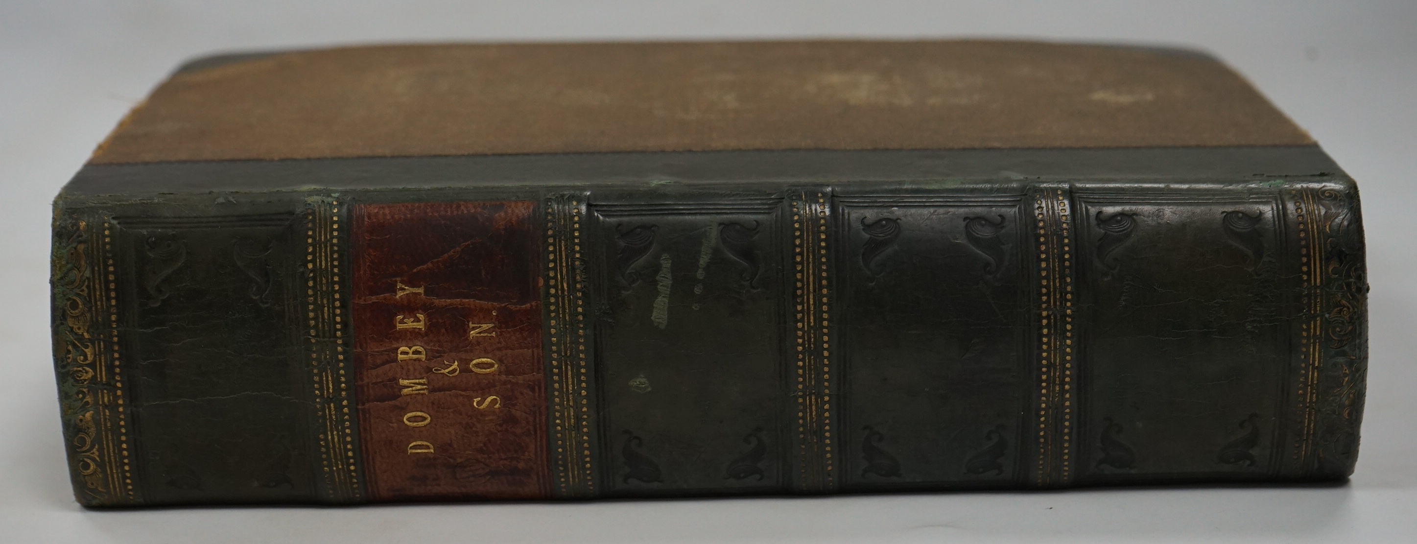 Dickens, Charles - Dombey and Son. First Edition pictorial engraved and printed titles, frontis., 38 plates and the 4 additional portrait plates (by H.K.Browne); old half calf and cloth, gilt and blind decorated panelled